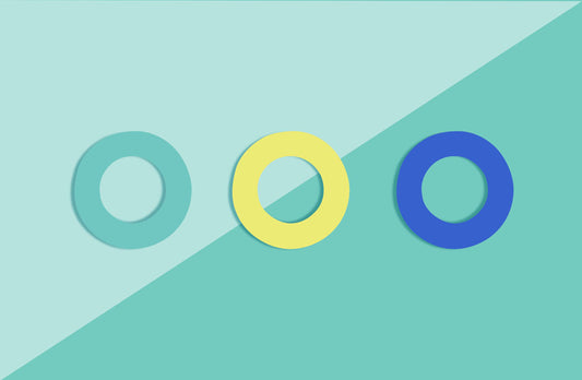 rubber gasket, pack of 3, turquoise yellow blue